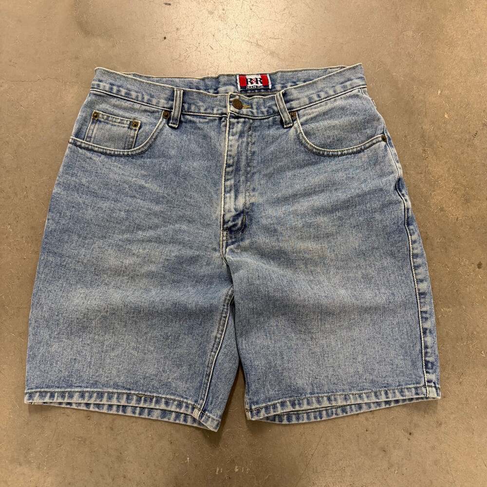 R&R Jean Co Vintage Denim Shorts Size 33 Light Wash Y2K Carpenter Skate